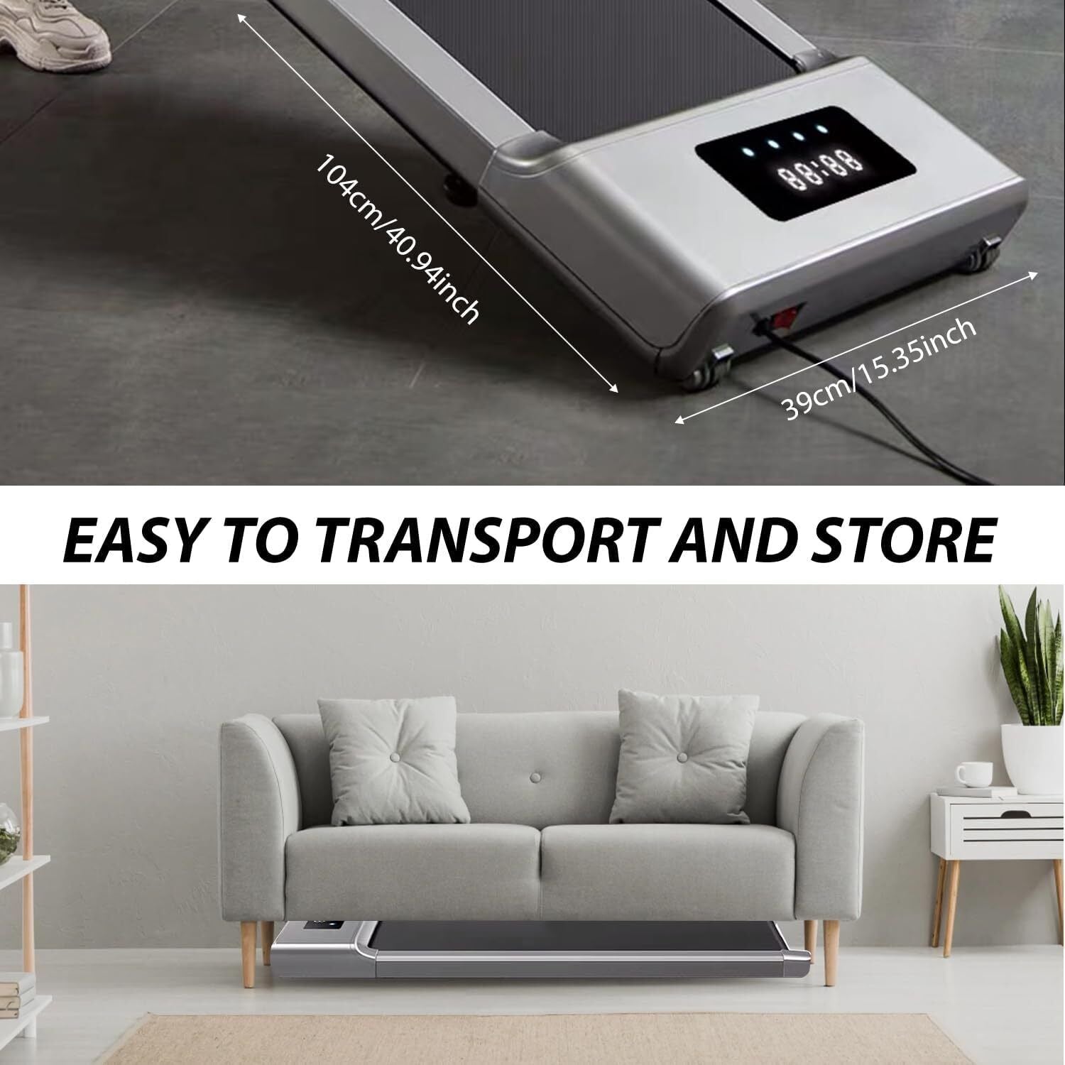 Under Desk Treadmill - 12KM/H Walking Pad Running Machine for Home & Office Use