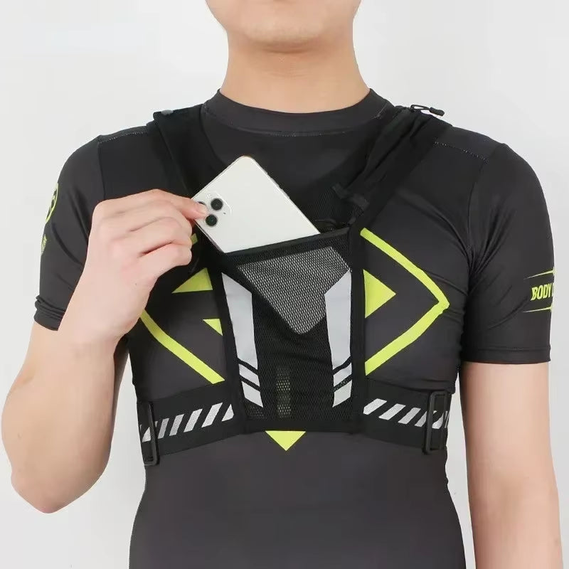 Universal Lightweight Reflective Running Backpack and Sports Vest for Jogging and Fitness - Mobile Phone and Card Holder for Men and Women