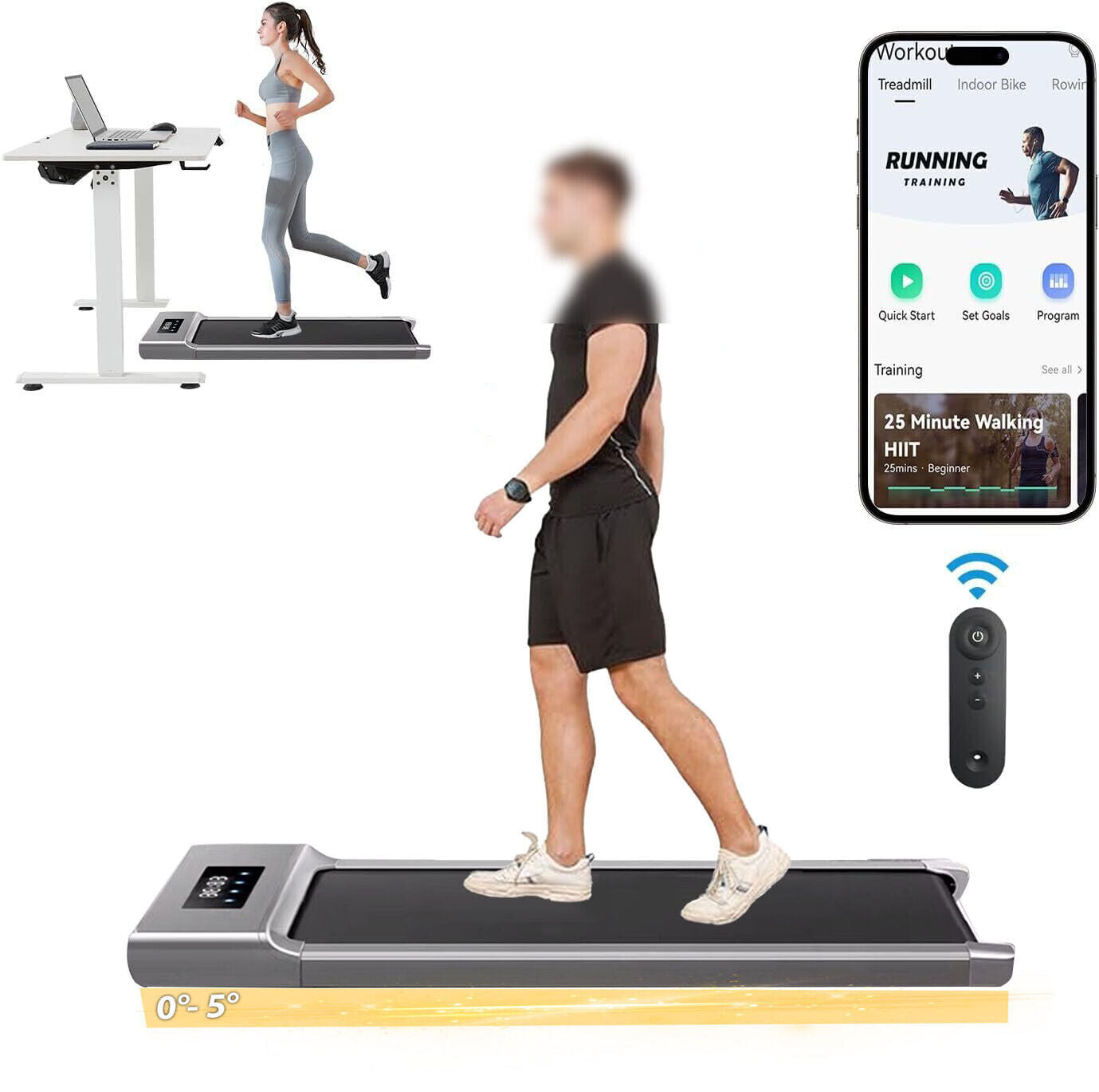 Under Desk Treadmill - 12KM/H Walking Pad Running Machine for Home & Office Use