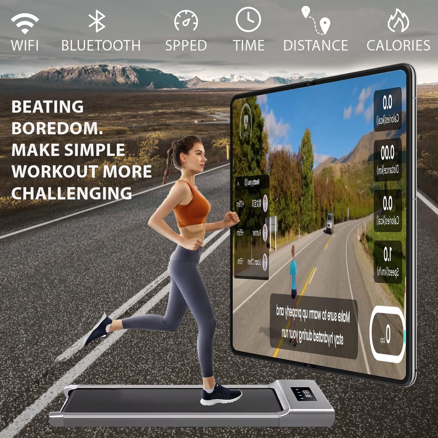 Under Desk Treadmill - 12KM/H Walking Pad Running Machine for Home & Office Use