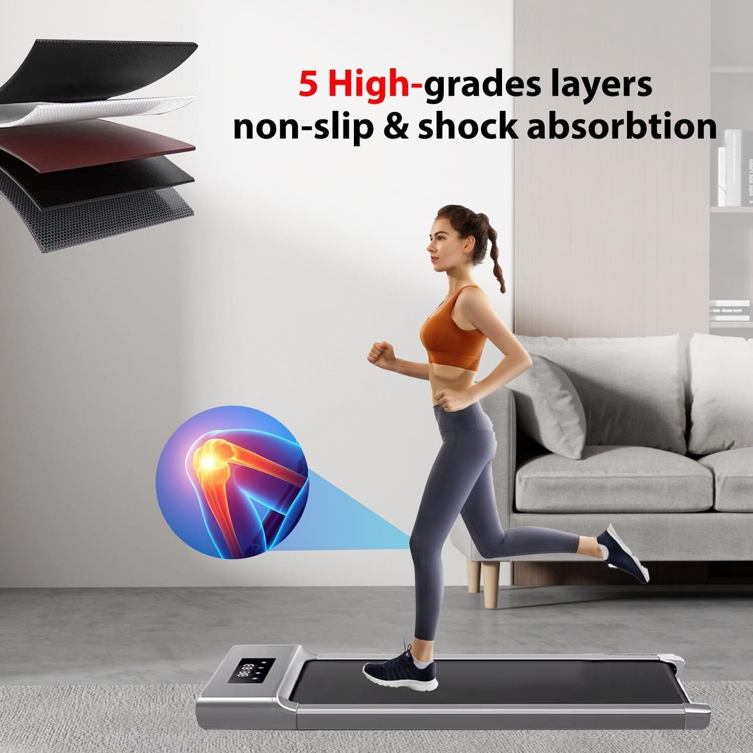 Under Desk Treadmill - 12KM/H Walking Pad Running Machine for Home & Office Use