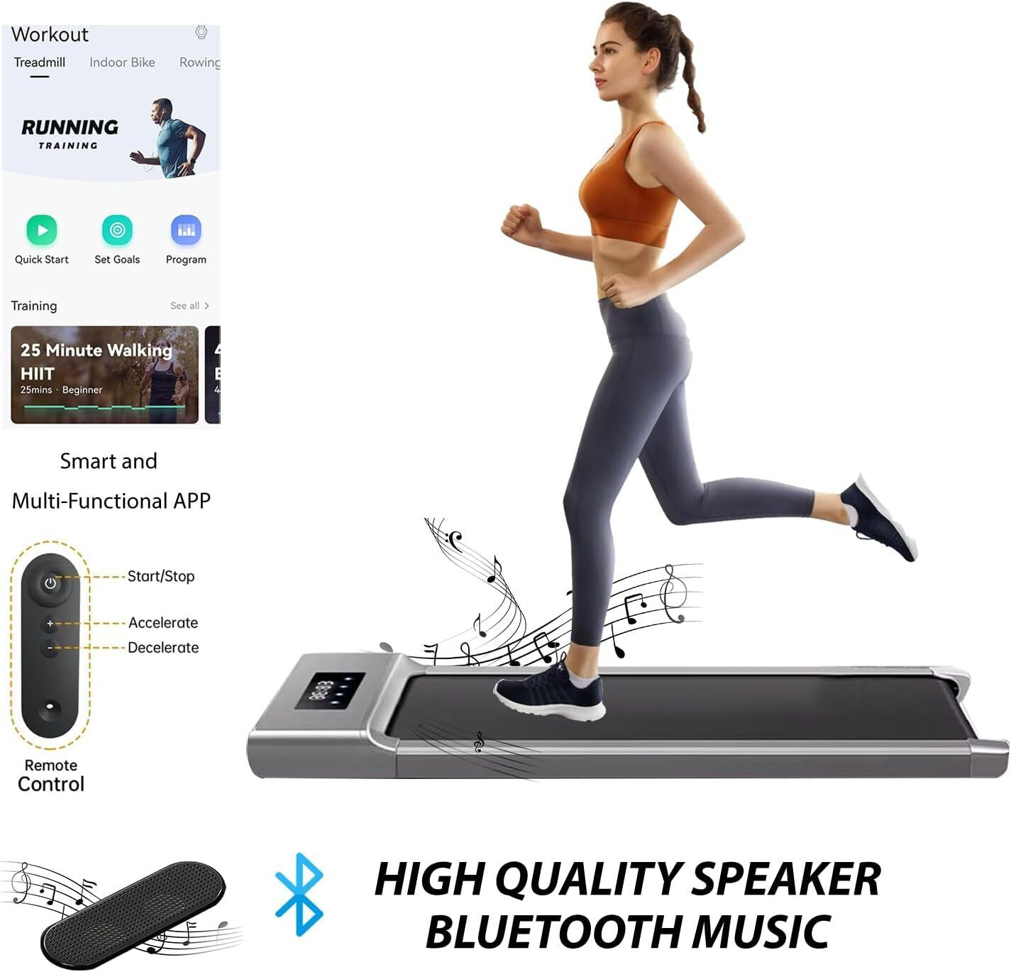 Under Desk Treadmill - 12KM/H Walking Pad Running Machine for Home & Office Use