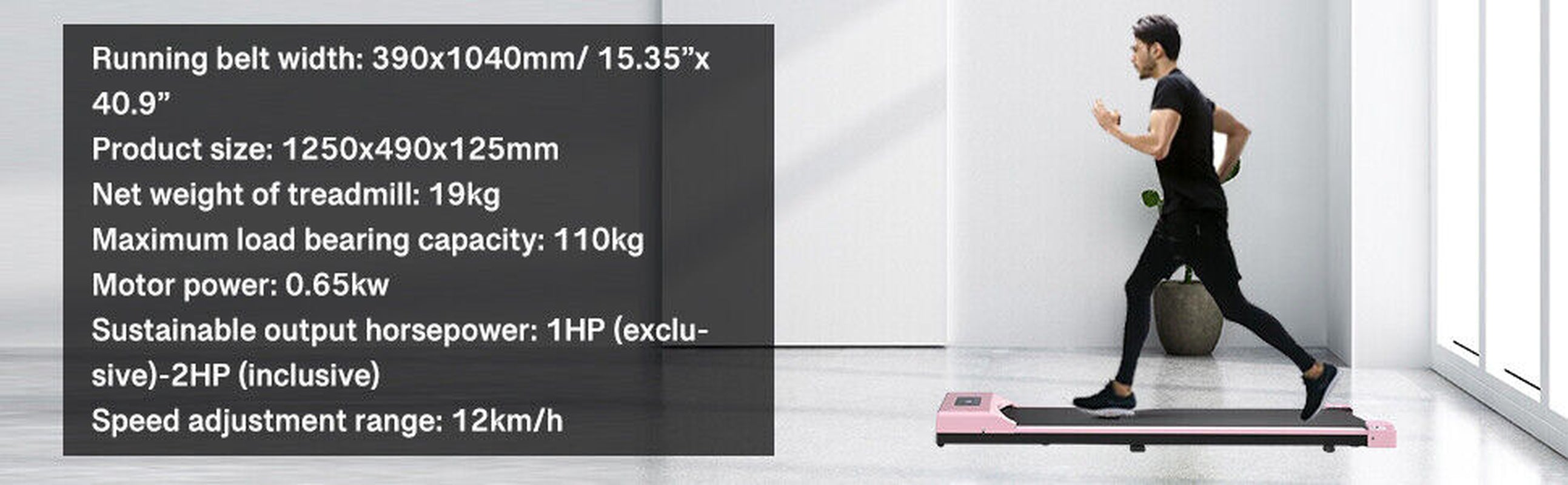 Under Desk Treadmill - 12KM/H Walking Pad Running Machine for Home & Office Use